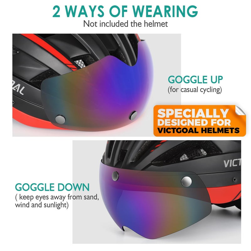 VICTGOAL Detachable Magnetic Bike Helmet Goggles Visor Especially Deisgned for VG110/VG112 Bicycle Helmet (Colorful) - Image 5